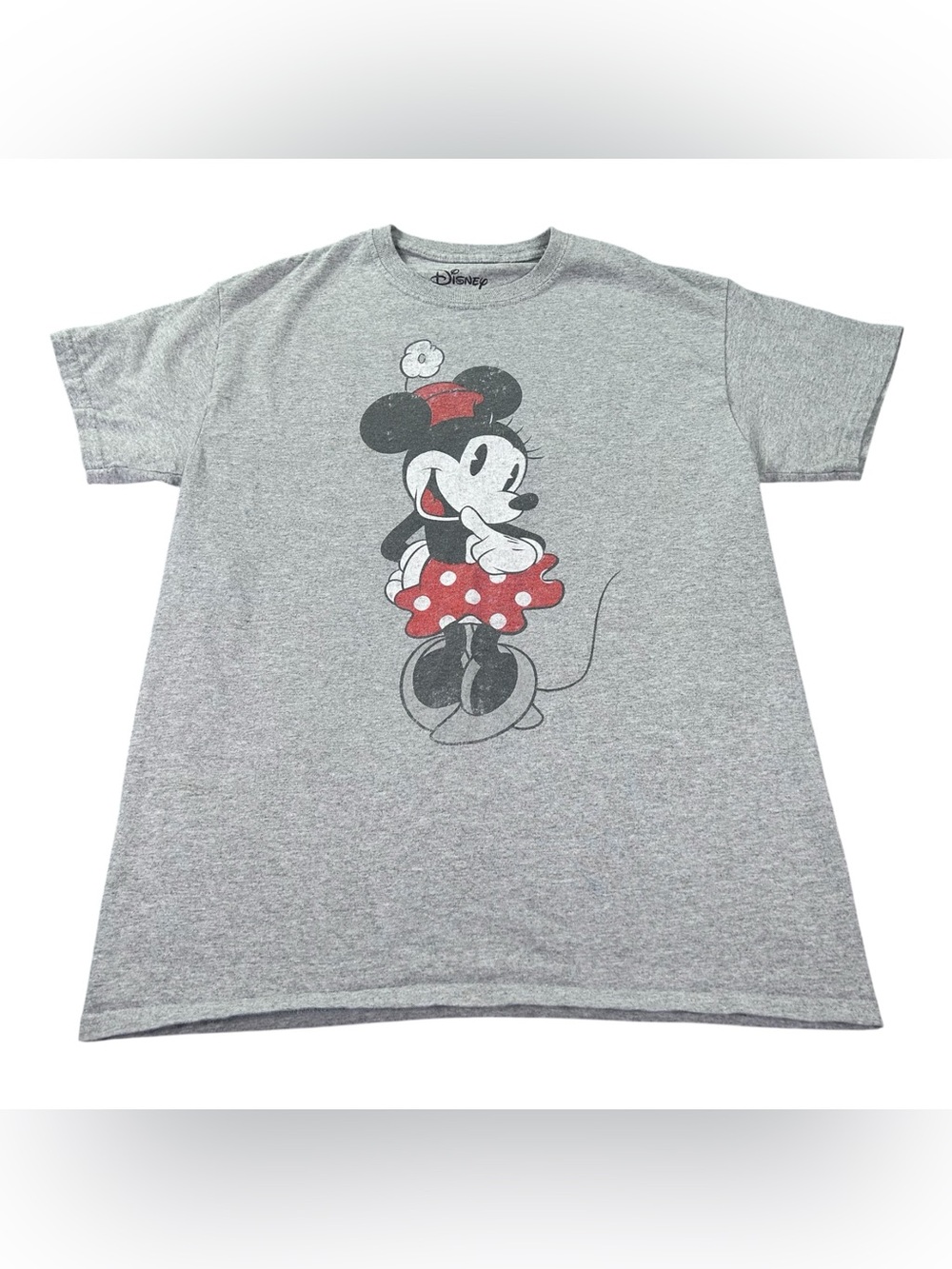 Disney Minnie Mouse Graphic T-Shirt Adult M Heather Gray Classic Retro Tee